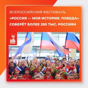 В Москве с 7 по 10 мая пройдёт фестиваль «Россия — Моя история. ПОБЕДА» на ВДНХ, приуроченный к 80-летию Великой Победы