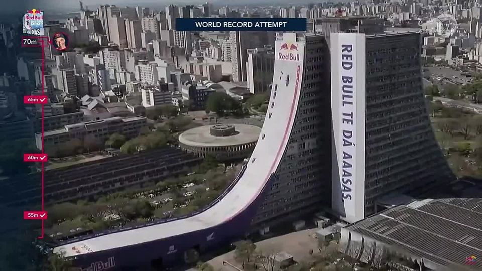 50-летний скейтбордист съехал с рампы высотой в 22 этажа в Бразилии