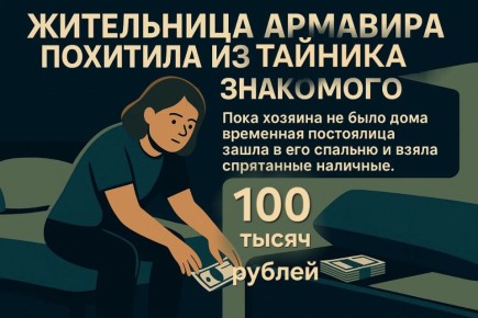 Жительница Армавира похитила из спальни знакомого 100 000 рублей