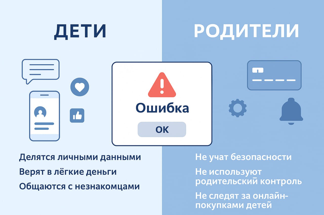 Ошибки детей и их родителей, облегчающие "работу" кибермошнников