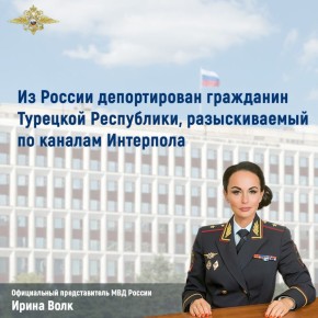 Ирина Волк: Из России депортирован гражданин Турецкой Республики, разыскиваемый по каналам Интерпола