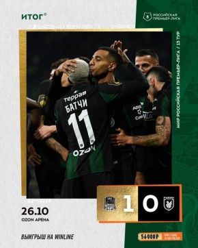 Со счетом 1:0 «Краснодар» обыграл казанский «Рубин»