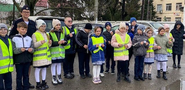 Школьники Кубани напомнили водителям и пешеходам о мерах безопасности в плохую погоду