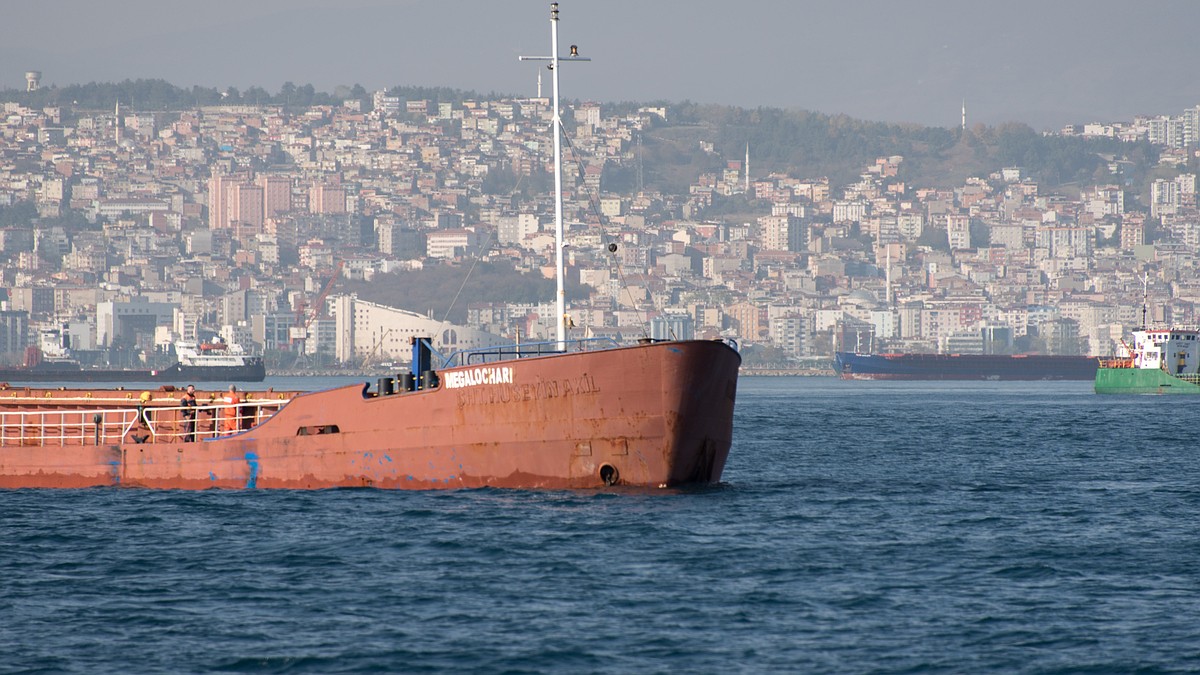 Сухогруз под флагом Вануату сел на мель у Темрюка, на борту 11 человек