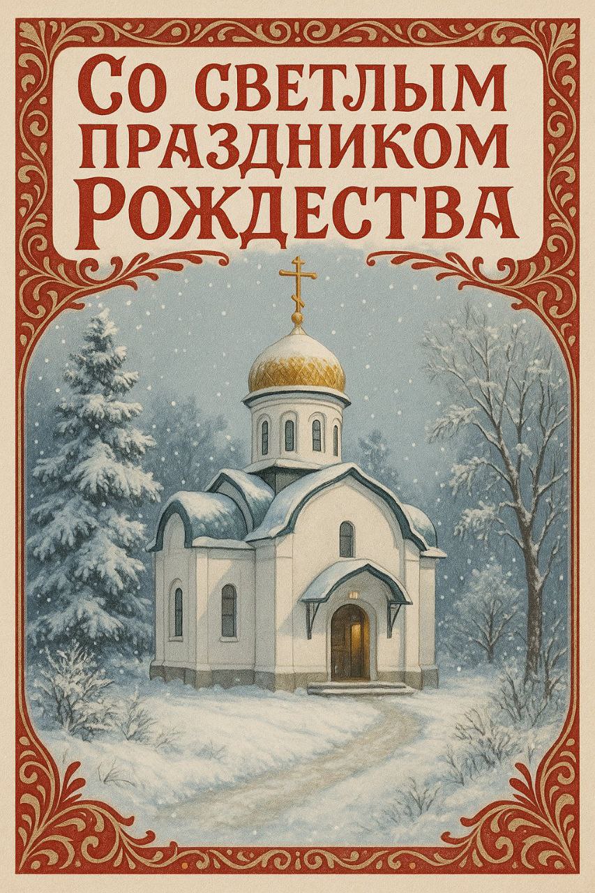 ОТКРЫТКИ С РОЖДЕСТВОМ 7 ЯНВАРЯ: КРАСИВЫЕ КАРТИНКИ К ПРАЗДНИКУ С ХРАМАМИ АРМАВИРСКОЙ ЕПАРХИИ В РУССКОМ СТИЛЕ