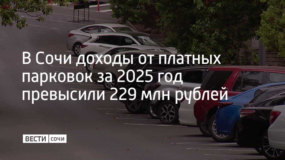 Поступления в бюджет Сочи от платных парковок по итогам 2025 года достигли 229,5 млн рублей, что более чем в два раза превышает результат предыдущего года