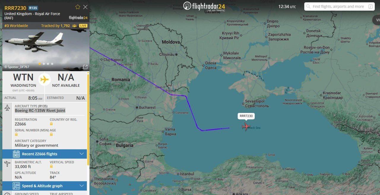 Михаил Онуфриенко: Самолёты радиоэлектронной разведки британских ВВС и патрульный ВМС США ведут активную разведку в районе Крыма и Краснодарского края