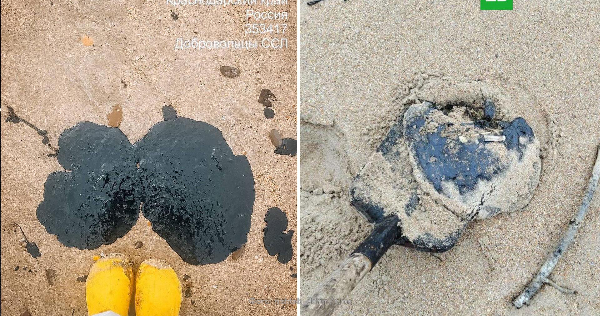 В Анапе после шторма убирают выбросы мазута