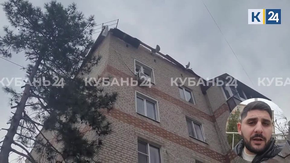 Показываем, как выглядят многоэтажки, пострадавшие от падения обломков БПЛА в Абинском районе