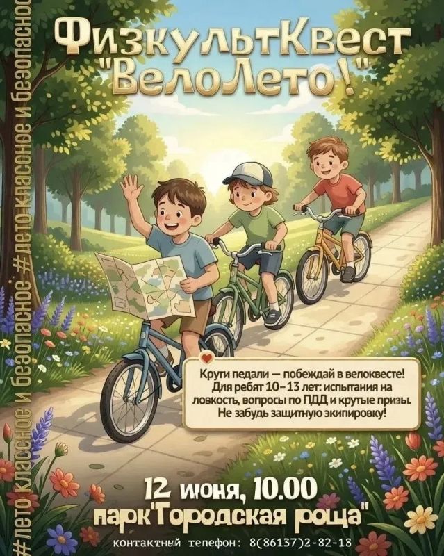 ДЛЯ ЮНЫХ ВЕЛОСИПЕДИСТОВ 12 ИЮНЯ ПРОВЕДУТ СПОРТИВНЫЙ КВЕСТ