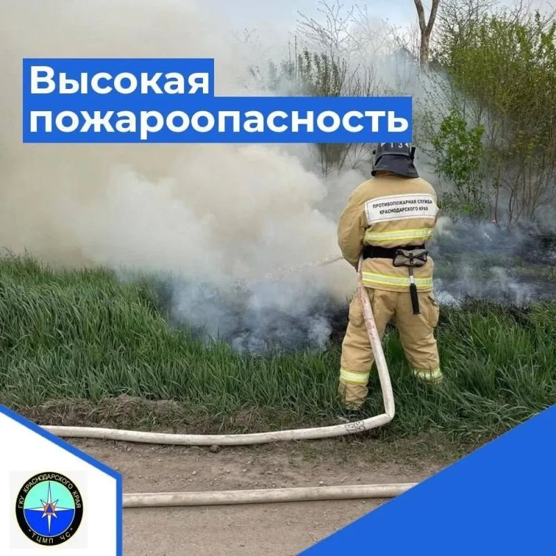 По данным Росгидромета, в Краснодарском крае ожидается высокая пожароопасность 4 класса