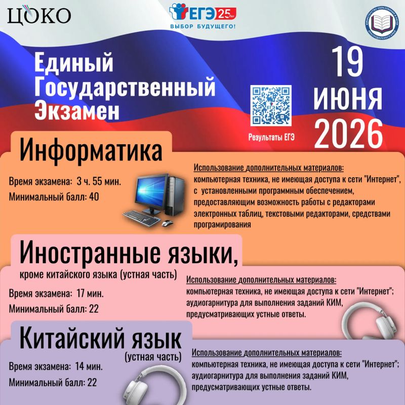 Сегодня, 19 июня, в рамках основного периода проводится ЕГЭ по информатике и иностранным языкам (устно)