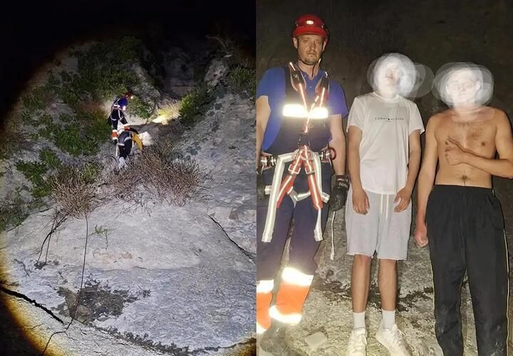 В Краснодарском крае спасатели 3 часа снимали со скалы двух горе-альпинистов