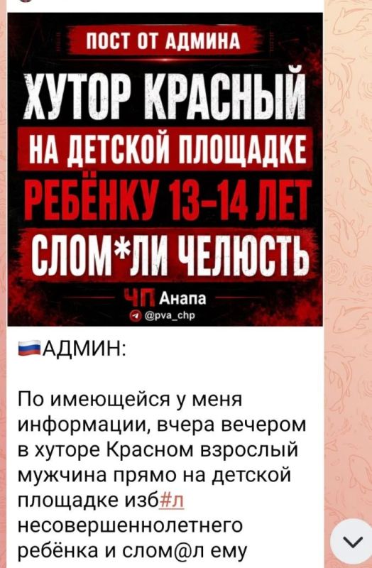 Полицейские Анапы проверяют информацию об инциденте в хуторе Красном с участием мужчины и подростка
