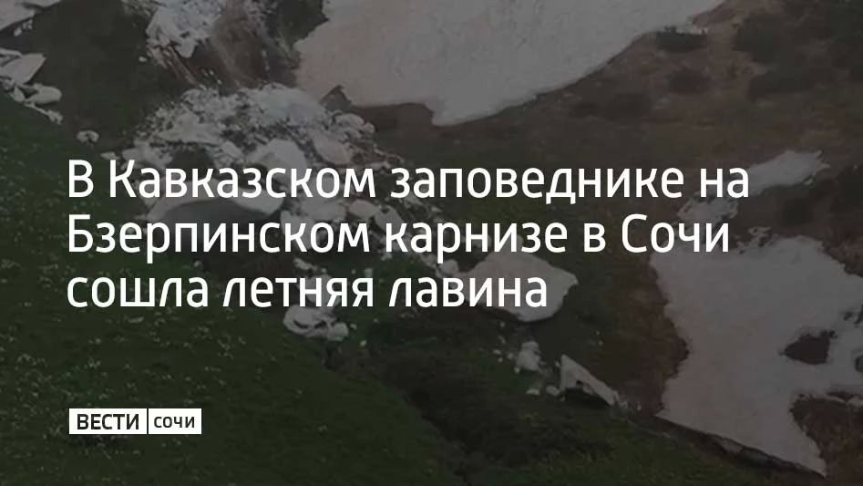 В Кавказском заповеднике на Бзерпинском карнизе в Сочи сошла летняя лавина