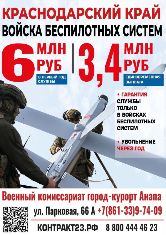 Военный комиссариат Анапы приглашает граждан заключить контракт на службу в войсках беспилотных систем