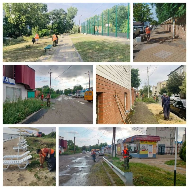 Несмотря на конец рабочей недели, работы по благоустройству Ейска продолжаются в усиленном режиме