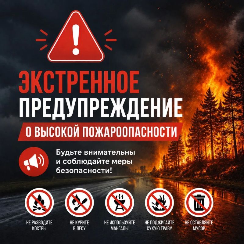 По данным Краснодарского гидрометцентра, 02-03.08.2026 местами в северо-восточных районах Краснодарского края ожидается высокая пожароопасность (ВПО) 4 класса