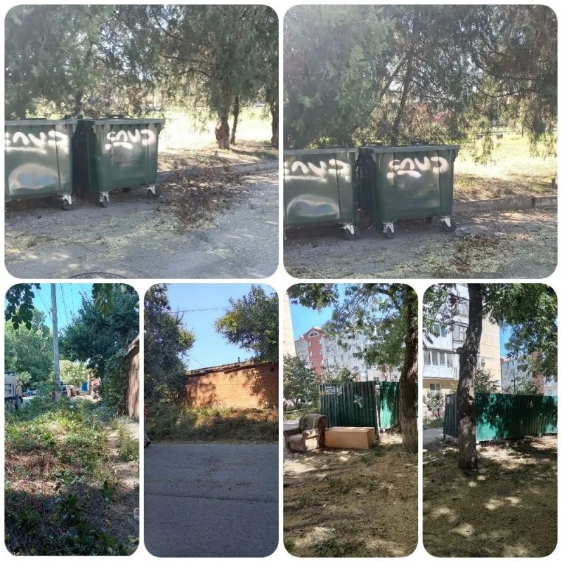 В течение дня ейские коммунальщики наводят санитарный порядок в разных уголках города