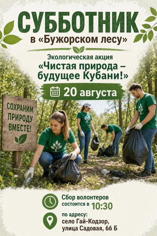 Анапчан приглашают принять участие в субботнике в «Бужорском лесу»