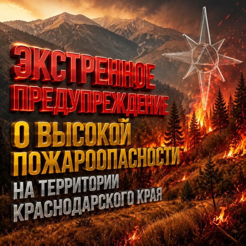 Экстренное предупреждение о высокой пожароопасности на территории Краснодарского края
