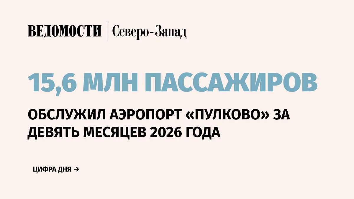 Пассажиропоток аэропорта «Пулково» за девять месяцев 2026 г. составил 15,6 млн человек